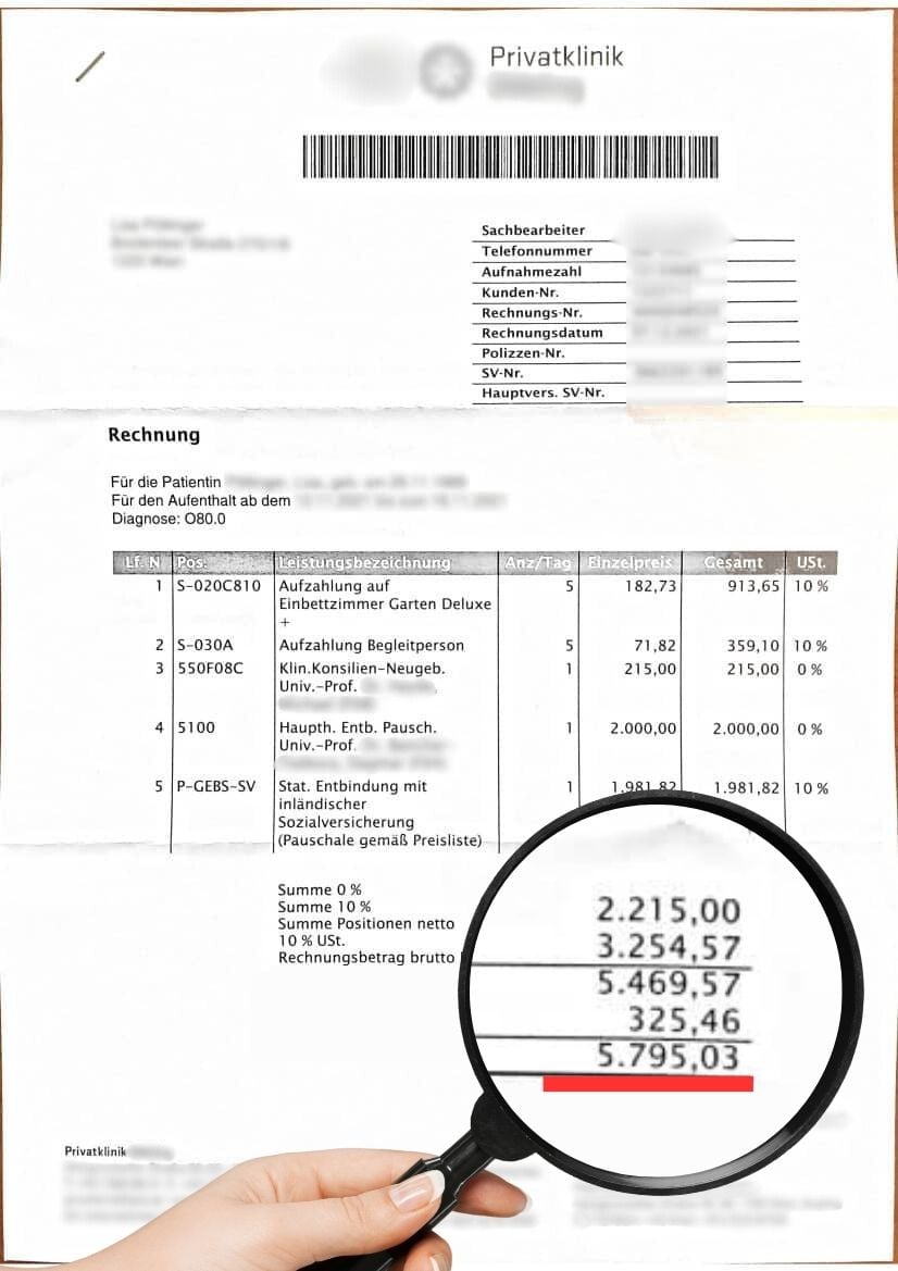 Privatklinik Döbling Kosten Geburt Rechnung