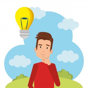 young man with bulb character Stefan