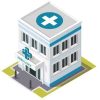 Hospital and ambulance building. Flat and isometric style illustration. EPS 10 vector. Flat style illustration. EPS 10 vector.